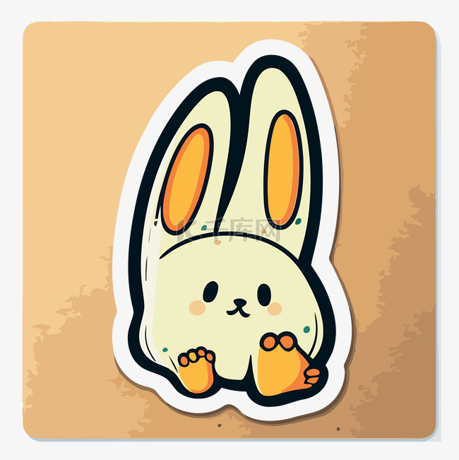 一只可爱的小兔子贴纸 向量