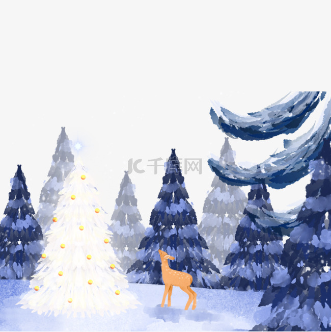 白色圣诞树树林