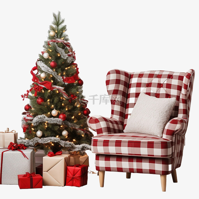 家里有红色枕头和圣诞树的舒适格