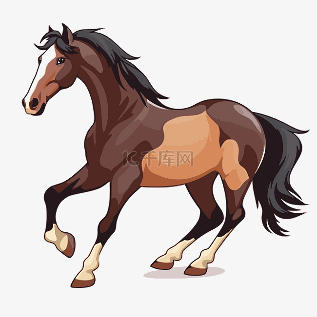 种马剪贴画动画棕色马在白色背景