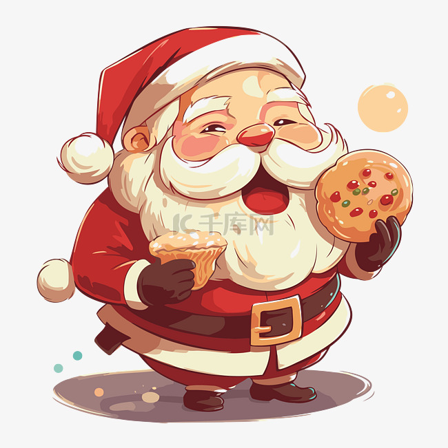圣诞老人吃饼干剪贴画圣诞老人拿