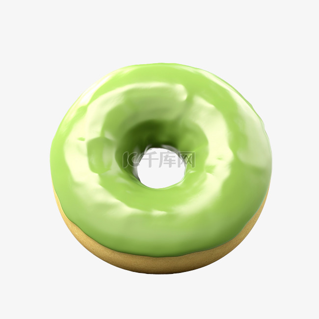 抹茶甜甜圈 3d 插图