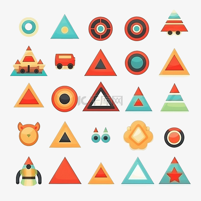 金字塔玩具扁平元素玩具元素贴纸