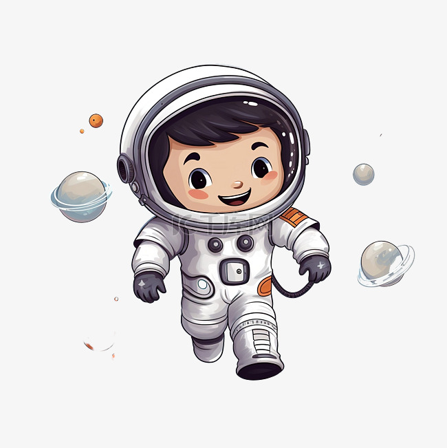 可爱的小宇航员插画