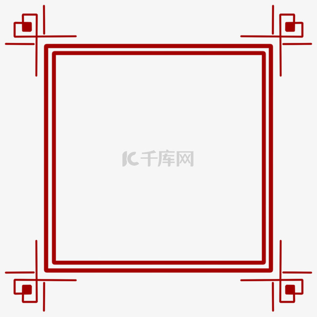 边框红色复古简约花纹装饰相框