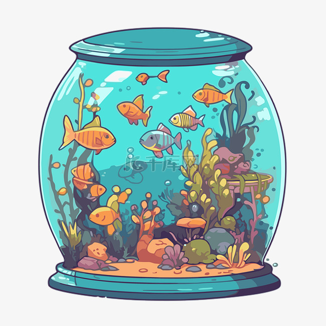 水族馆剪贴画 卡通水族馆里有鱼
