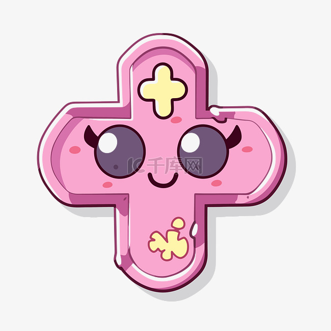 粉色卡哇伊十字卡通 向量素材图片免费下载千库网