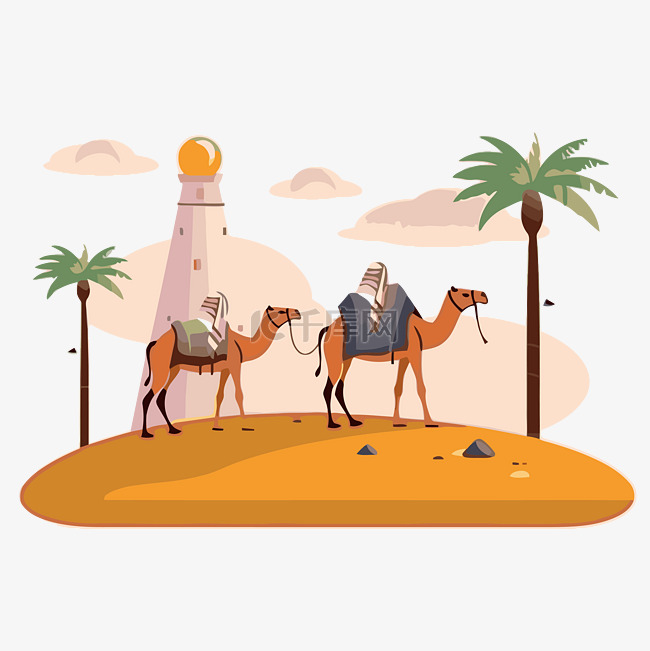 阿拉伯剪贴画 阿拉伯灯塔与骆驼