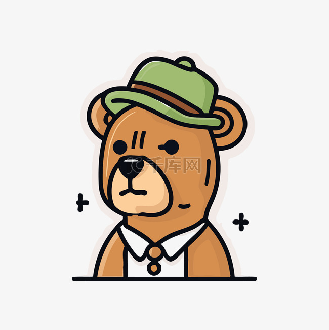 戴着帽子和领带的卡通熊 向量