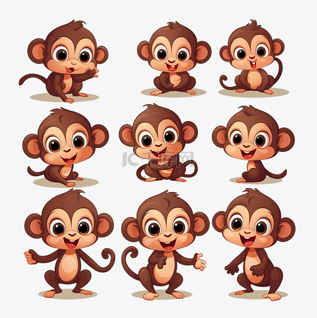 可爱的表情猴子卡通