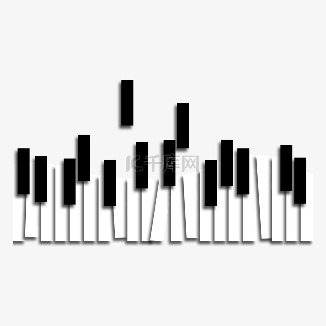 剪纸质感钢琴键盘横图音乐