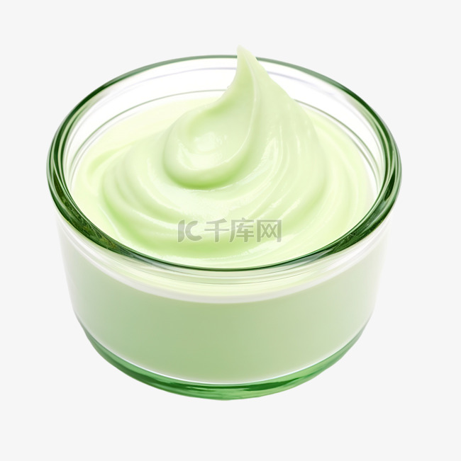 绿色玻璃罐与隔离奶油