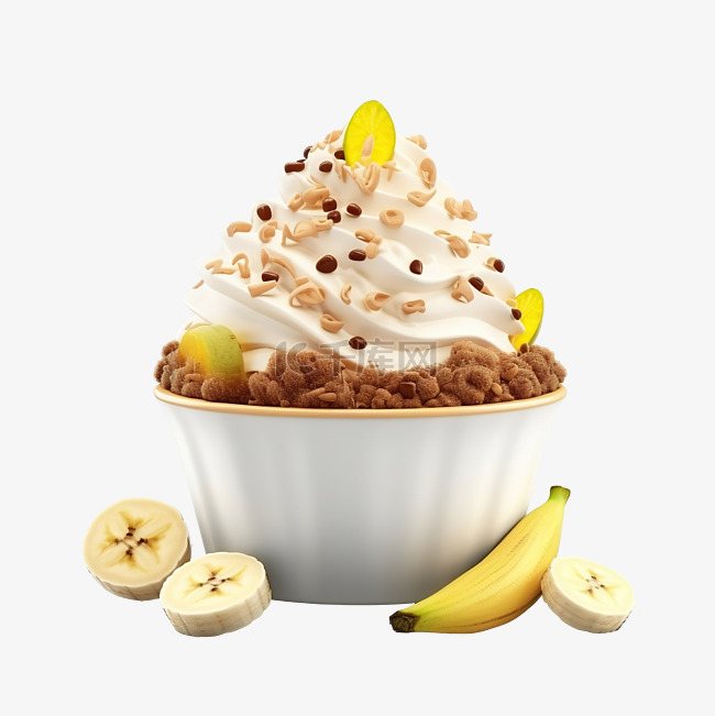 bingsu 香蕉 3d 渲染