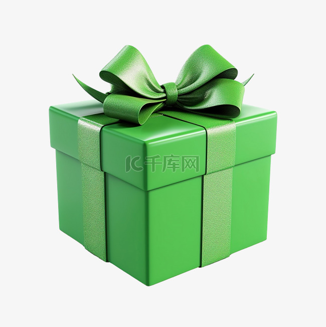 带绿色蝴蝶结的礼品盒