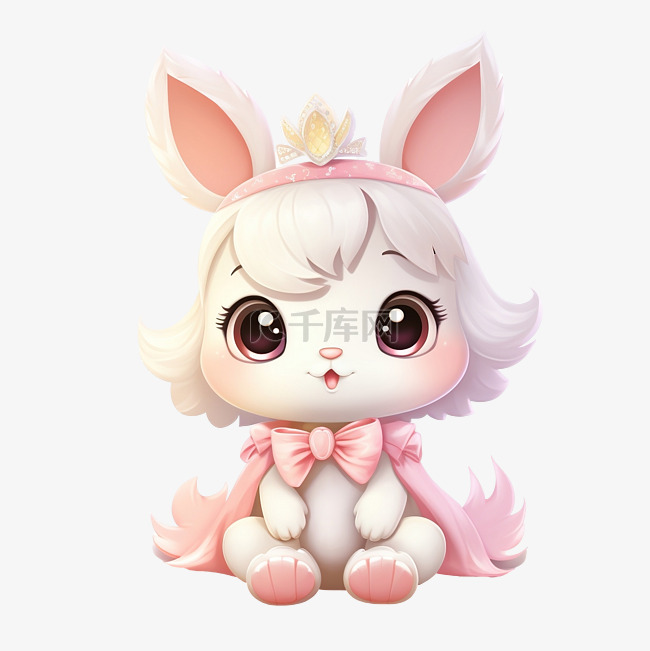 可爱的公主兔子插画ai生成
