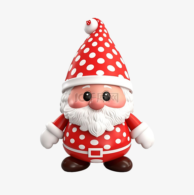 可爱的圣诞侏儒戴着圆形图案的帽