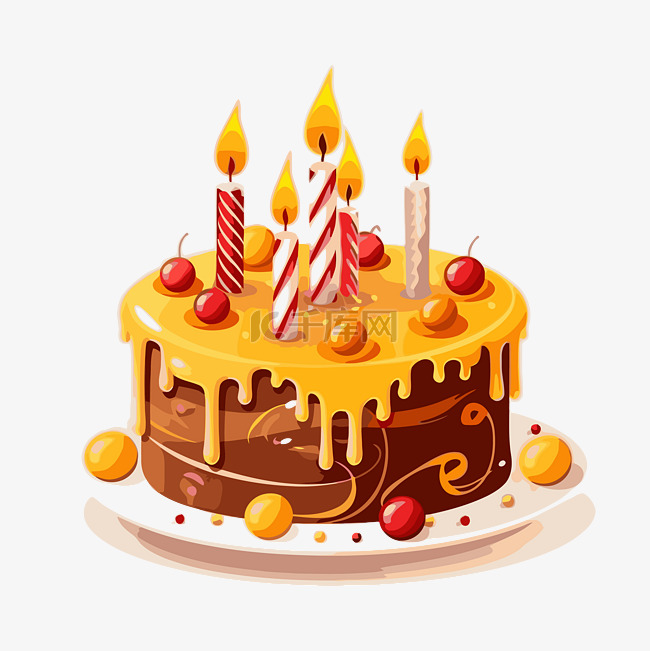生日蛋糕与蜡烛 剪贴画 向量