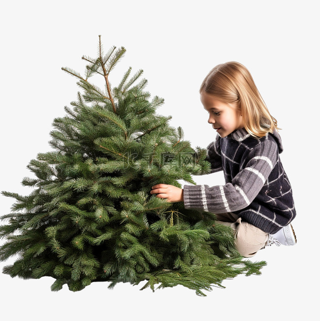 小孩子为假期准备一棵圣诞树
