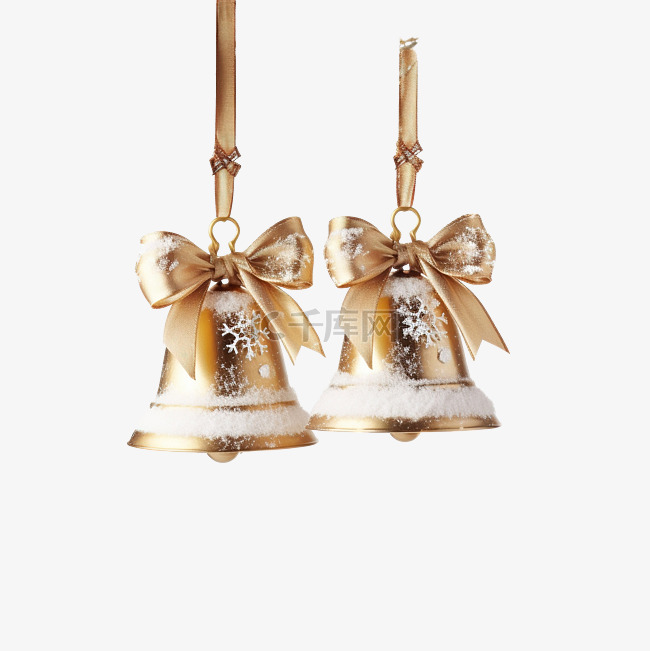 圣诞丝带铃铛和挂在树上的装饰品