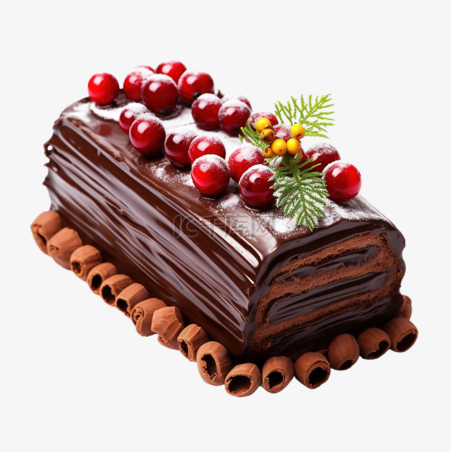 巧克力圣诞树圣诞蛋糕，木制红醋