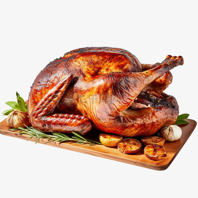 感恩节晚餐手切烤整只火鸡