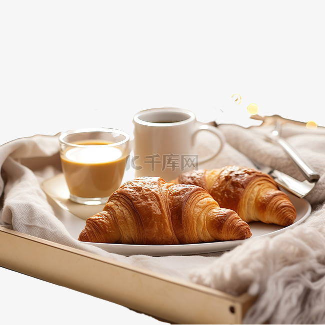 床早餐与咖啡杯