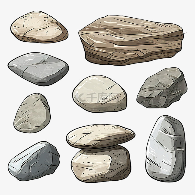 石头 几块石头 插画