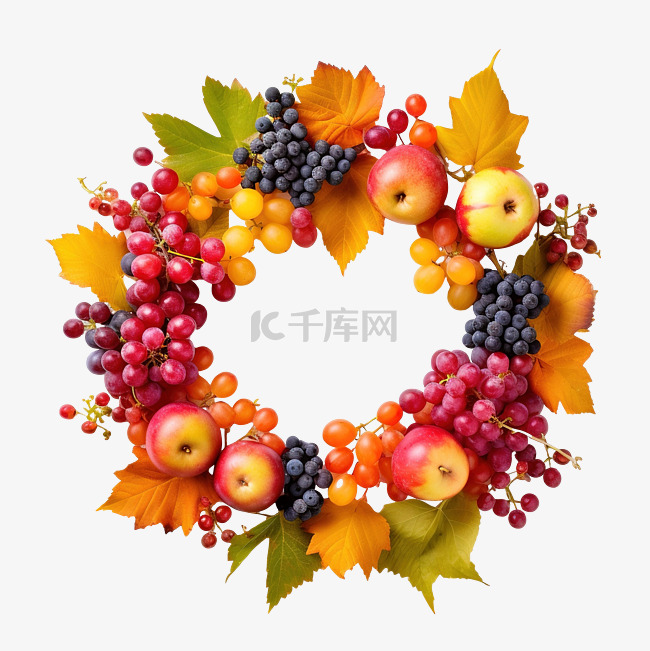 秋天的水果花环
