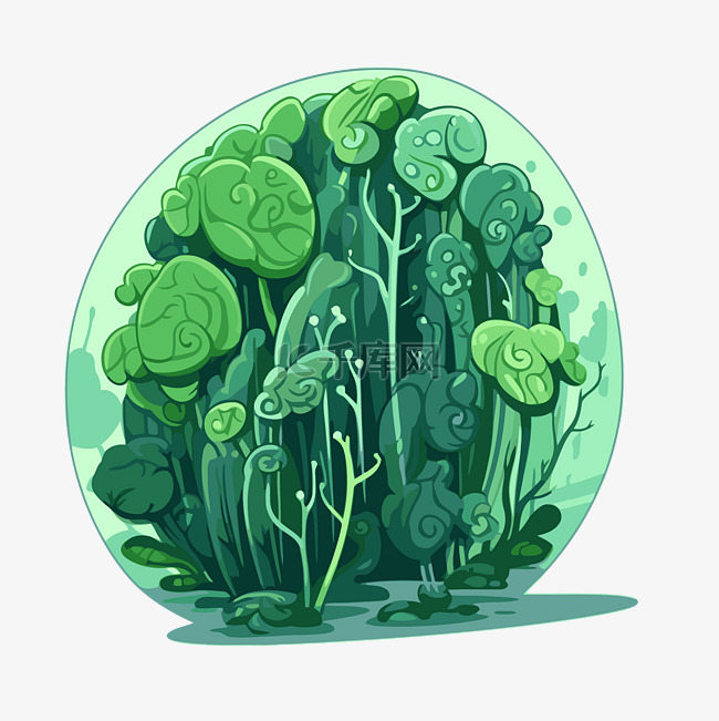 叶绿体剪贴画卡通插图的怪异森林