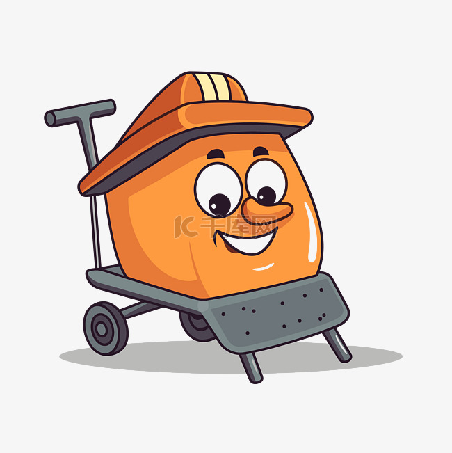 镘刀机剪贴画卡通橙色工人戴着橙