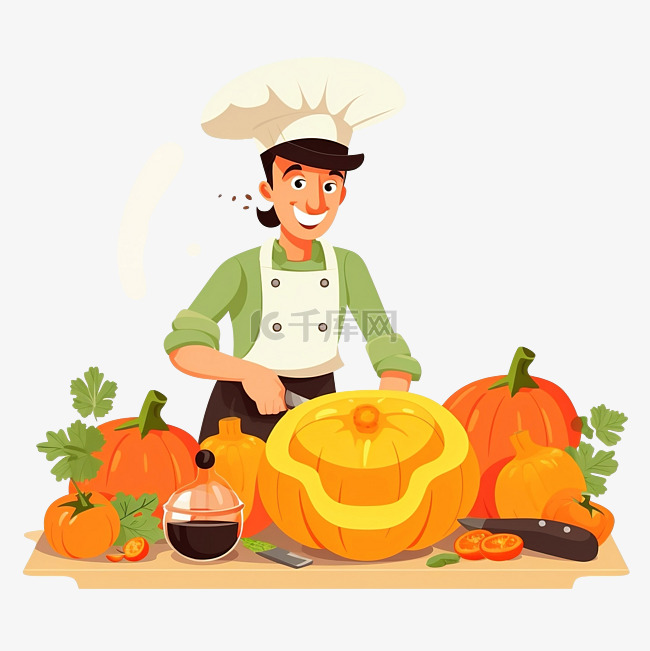 秋季蔬菜健康素食厨师在厨房准备