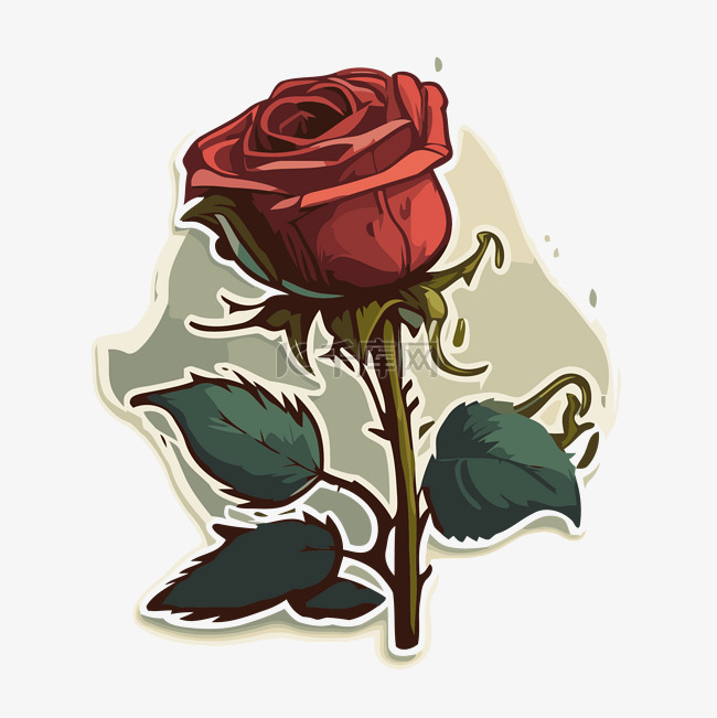 展示熟透的玫瑰剪贴画图像的贴纸