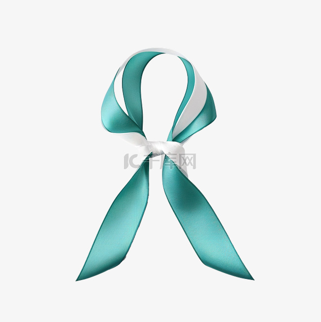 青色和白色丝带预防宫颈癌
