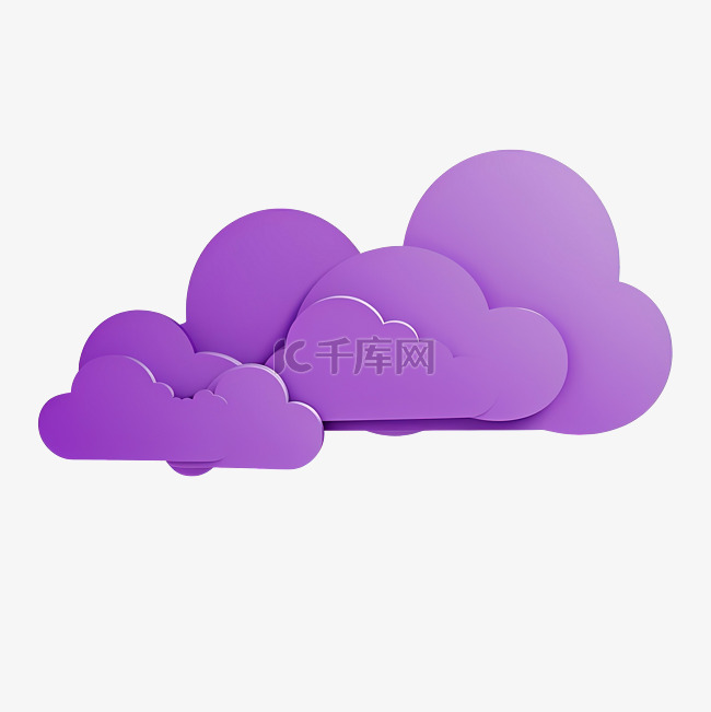 紫色纸云和阴影语音气泡图像隔离