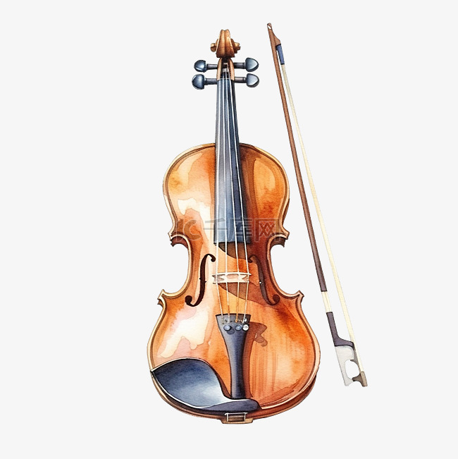水彩小提琴乐器