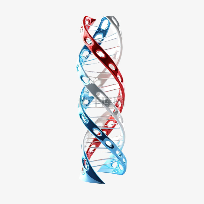 3d 风格的蓝色和红色 DNA 结构元素