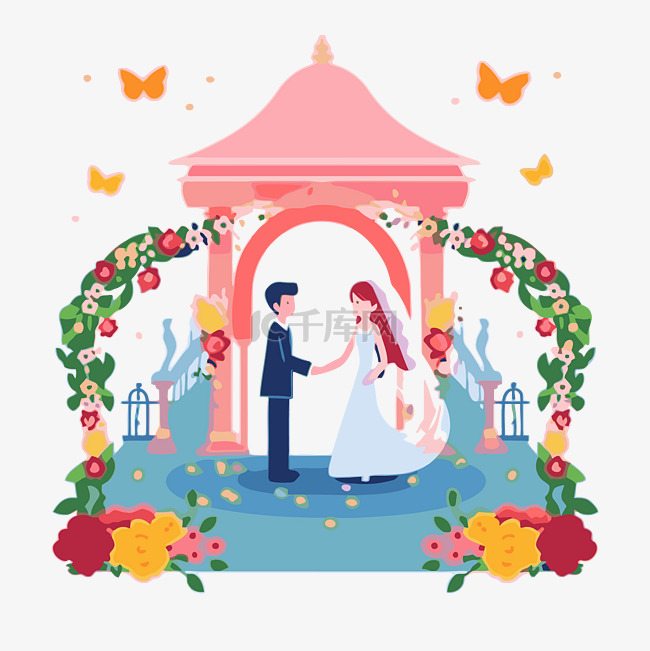 仪式剪贴画婚礼平面矢量绘图卡通