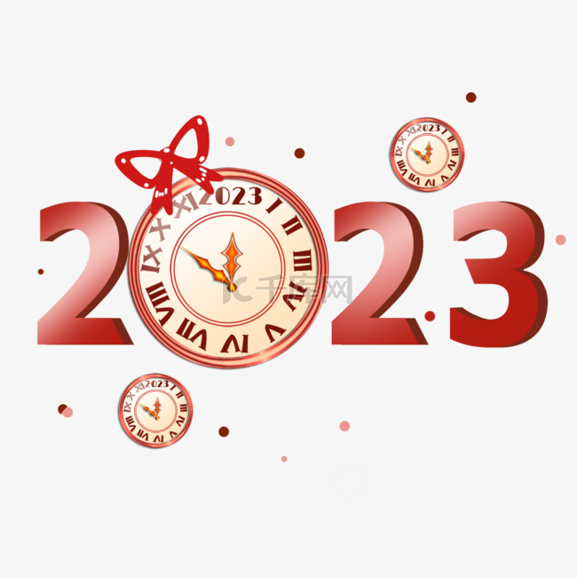 2023年时钟倒计时跨年钟表红色
