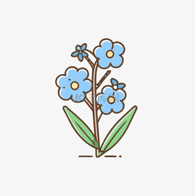 花卉收藏中的蓝色花朵贴纸 向量