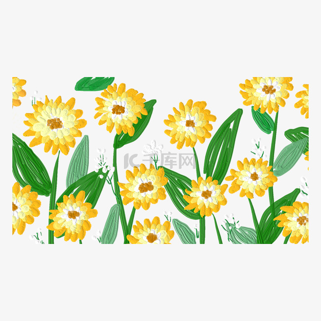 油画花卉边框横图太阳花