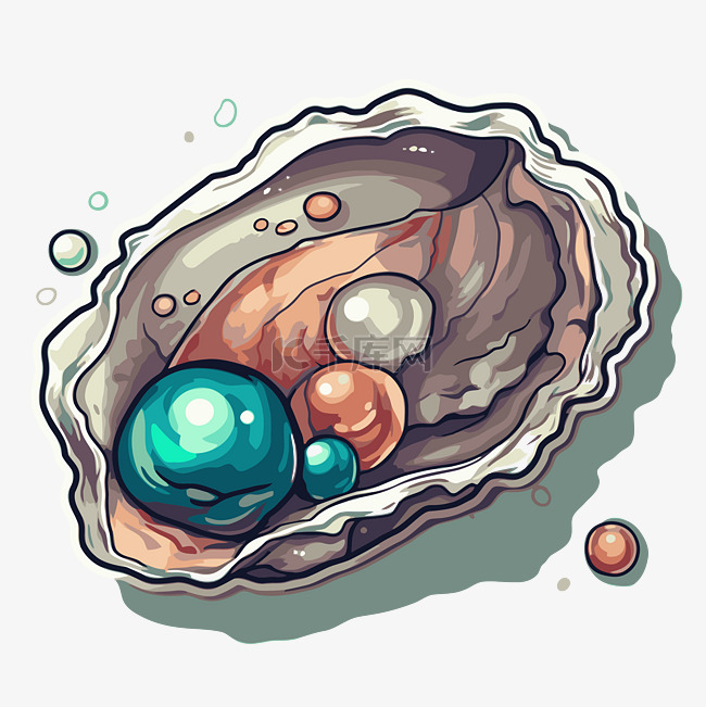 珍珠在牡蛎壳里剪贴画 向量