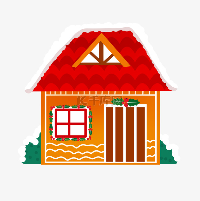 红屋子饼干下雪房子