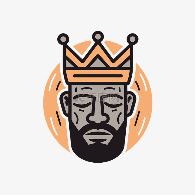 非洲王国矢量皇冠上有胡子的人