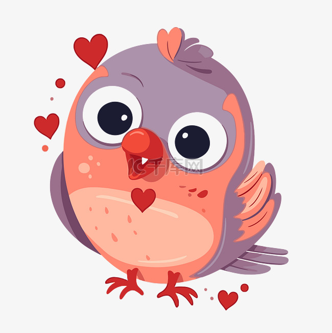 爱情鸟剪贴画可爱的小鸟，脸上有
