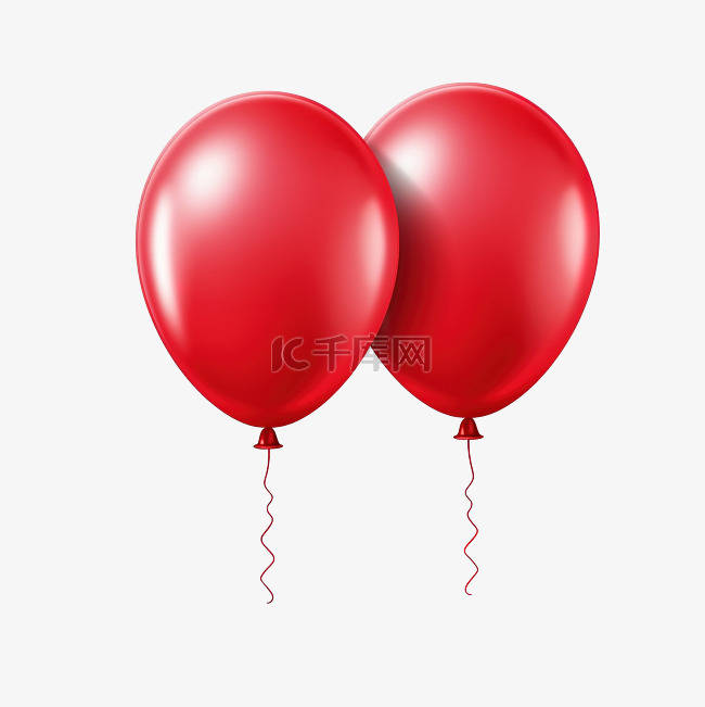 孤立背景上的现实红气球插图