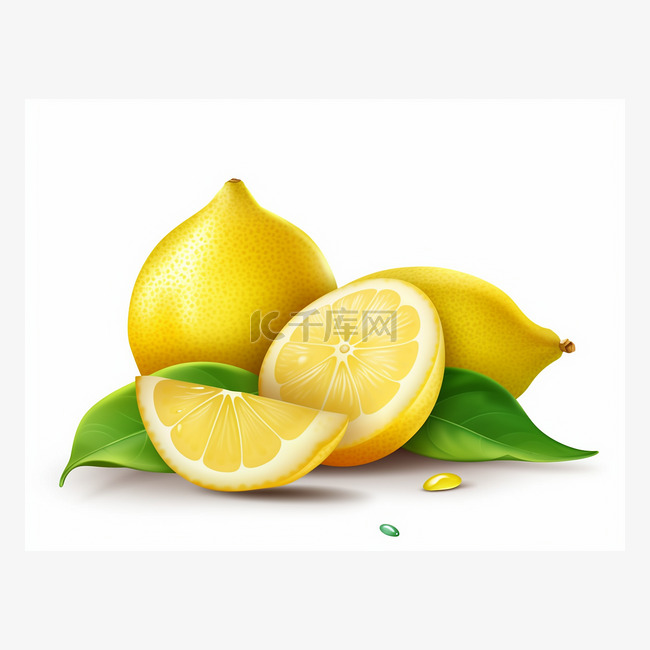 柠檬用白色的叶子切成薄片