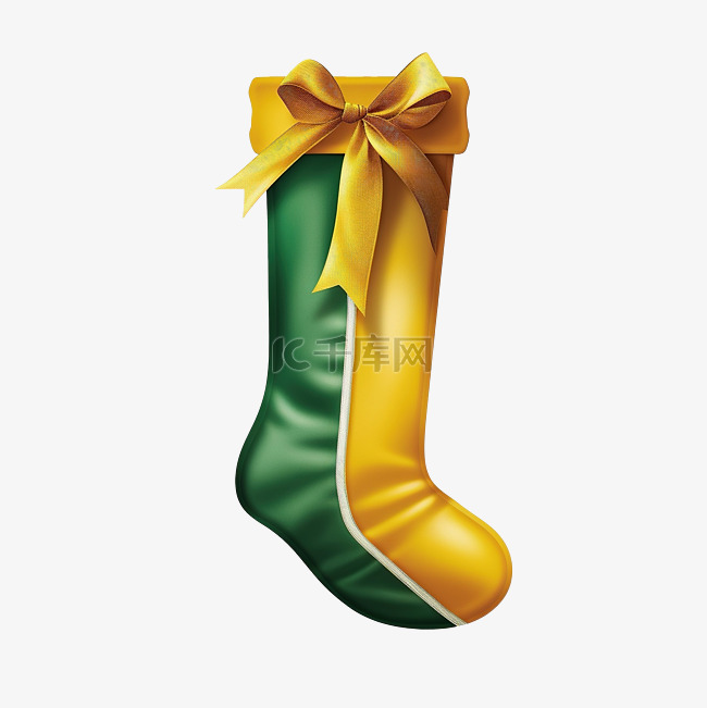 绿色和黄色的圣诞袜插画