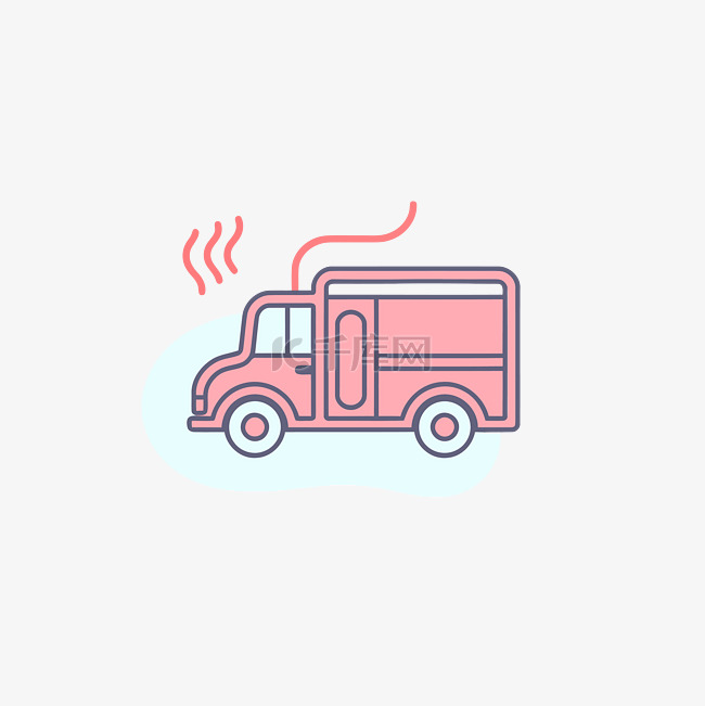 粉红色车辆运载食物或食品卡车图