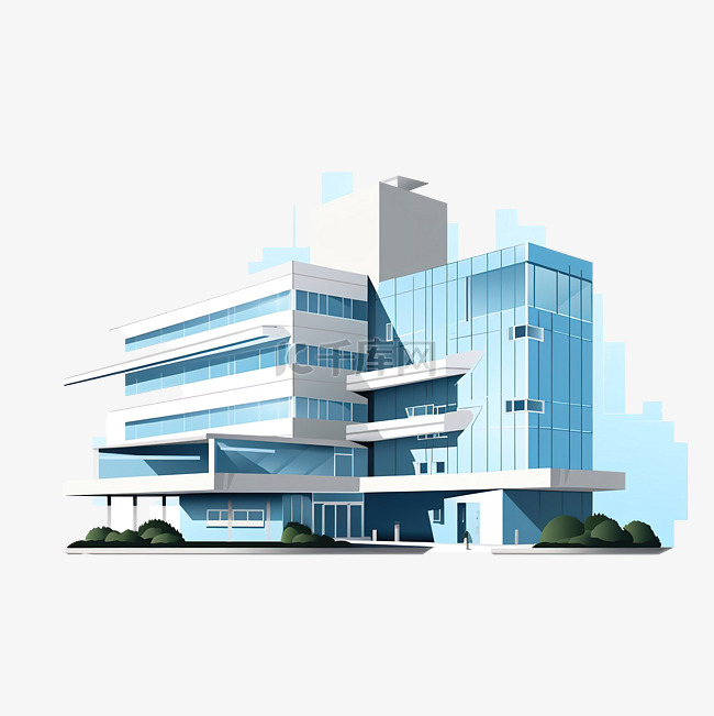 最小风格的医院建筑插图
