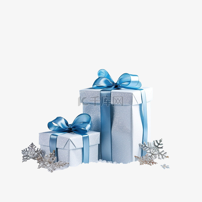 节日圣诞节礼品盒和雪